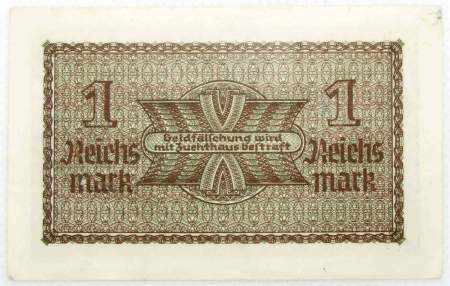 Банкнота 1 рейхсмарка 1939 года Германия