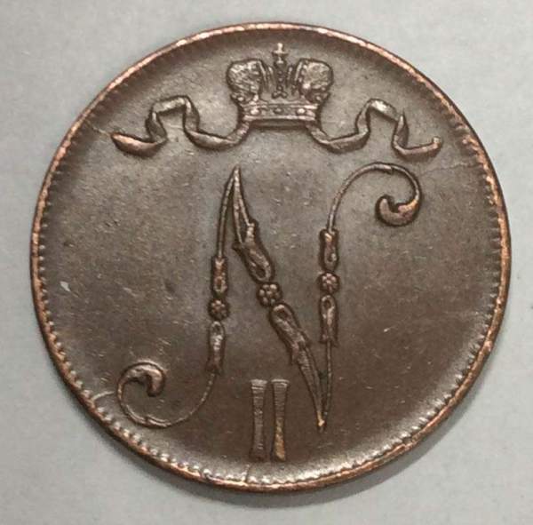 Монета 5 пенни 1916 г. для Финляндии (Николай II) Монета 5 пенни 1916 г. для Финляндии (Николай II)