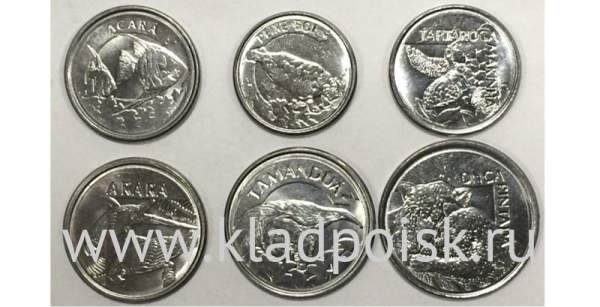 Набор монет Бразилия Животные 1992-1994, 6 монет Набор монет Бразилия Животные 1992-1994, 6 монет