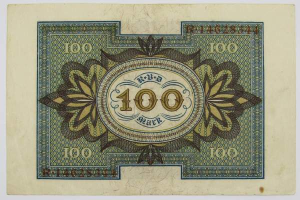 Банкнота 100 марок 1920 года - Веймарская Республика, арт 3 Банкнота 100 марок 1920 года - Веймарская Республика, арт 3