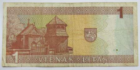 Банкнота 1 лит 1994 года Литва, арт 2