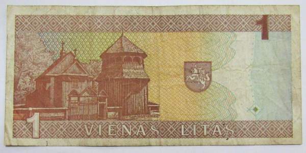 Банкнота 1 лит 1994 года Литва, арт 2 Банкнота 1 лит 1994 года Литва, арт 2