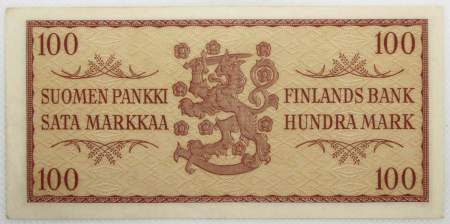 Банкнота 100 марок 1957 года Финляндия Банкнота 100 марок 1957 года Финляндия