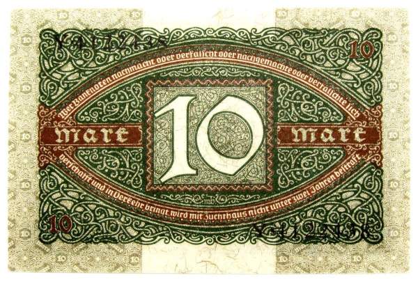Банкнота 10 марок 1920 года - Веймарская Республика, арт 4 Банкнота 10 марок 1920 года - Веймарская Республика, арт 4