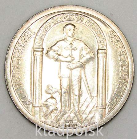 Монета 100 эскудо 1985 года, 600 лет Битве при Альжубаротте, Португалия