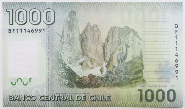 Банкнота Чили 1000 песо 2021 года