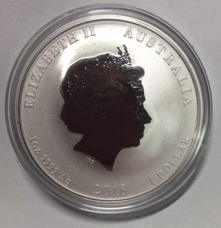 Монета 1 доллар Австралия 2018 Год собаки, серебро