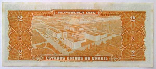 Банкнота Бразилия 2 крузейро 1964 года