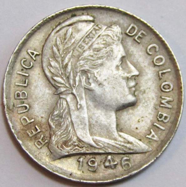 Монета Колумбии 2 сентаво 1946 года Монета Колумбии 2 сентаво 1946 года