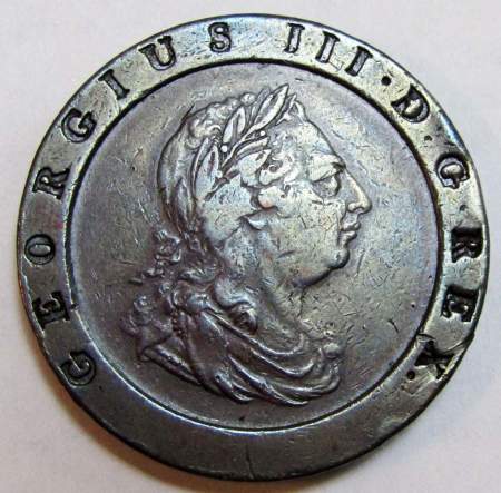 Монета 2 пенса 1797 года Великобритания