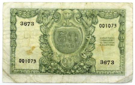 Банкнота 50 лир 1951 года Италия, арт 2