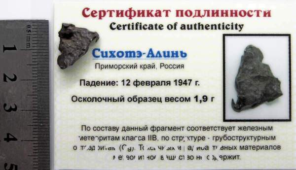 Осколок метеорита Сихотэ-Алинь арт 4 Осколок метеорита Сихотэ-Алинь арт 4