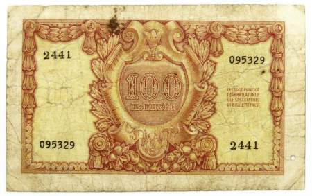 Банкнота 100 лир 1951 года Италия