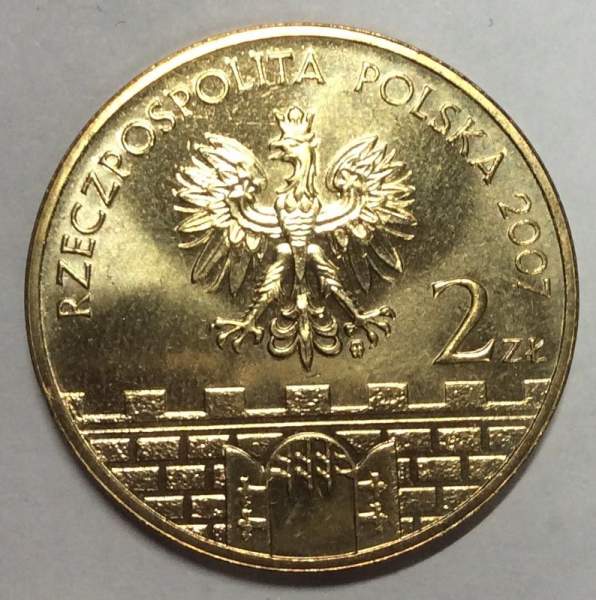 Монета 2 злотых Польша Город Ломжа из серии Древние города Польши, 2007