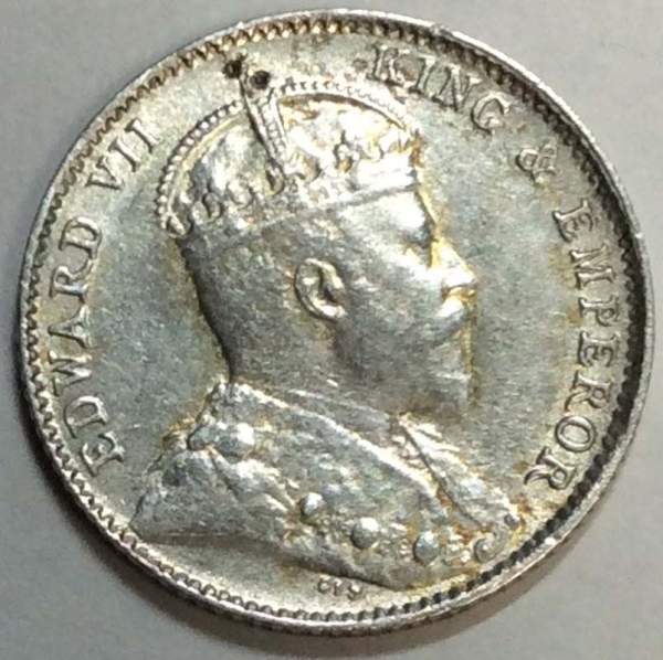 Монета 5 центов 1910 года Стрейтс Сетлментс, Британская колония