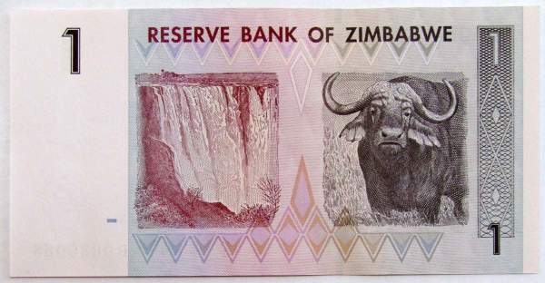 Банкнота Зимбабве 1 доллар 2007 года, арт 2 Банкнота Зимбабве 1 доллар 2007 года, арт 2