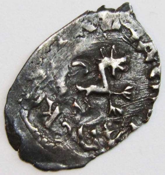 Денга Псковcкая, период самостоятельности, князь Довмонт/барс вправо, серебро, арт 2