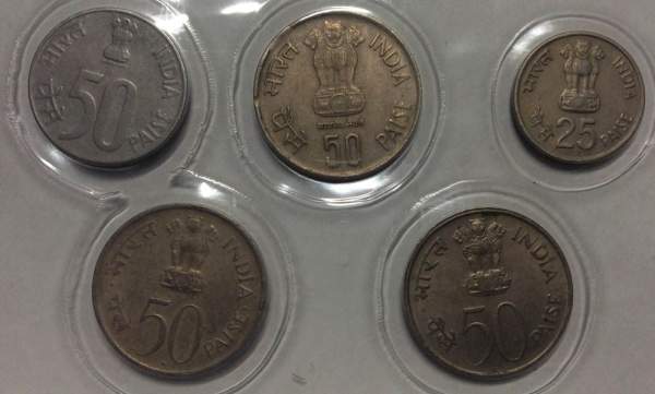 Набор монет Индия 25 и 50 пайсов, События, 1972-1997 гг., 5 монет