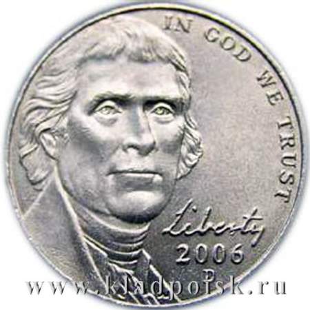 Монета 5 центов Монтичелло (2006)