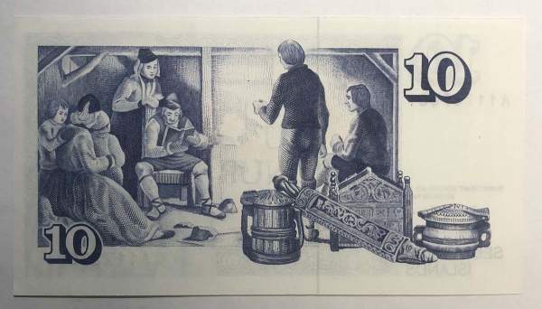 Банкнота 10 крон 1961 года Исландия