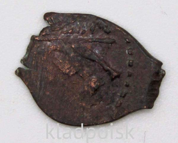 Копейка медь Алексей Михайлович (чешуя), Медный бунт, Новгород, арт 2 Копейка медь Алексей Михайлович (чешуя), Медный бунт, Новгород, арт 2