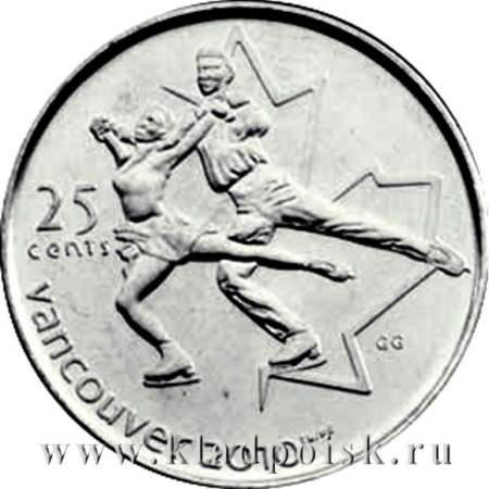 Монета  25 центов Канада, Олимпиада 2010 год Ванкувер – Фигурное катание