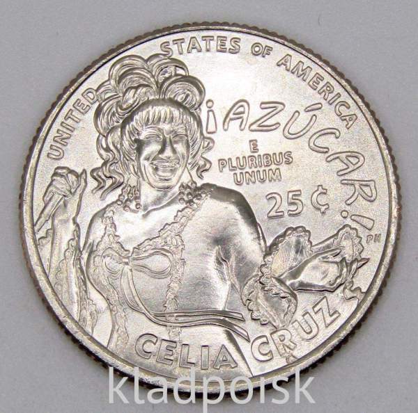 Монета 25 центов США Певица Селия Крус из серии «Американские женщины» (2024) D