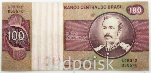 Банкнота Бразилия 100 крузейро 1982 года