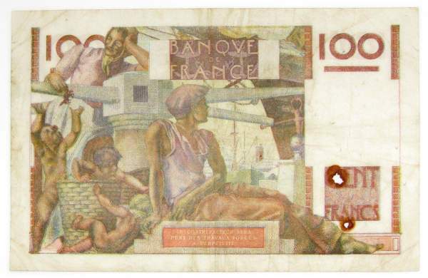 Банкнота 100 франков 1948 года Франция