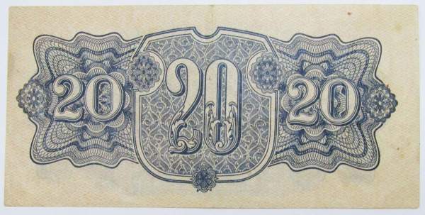 Банкнота 20 крон 1944 года Чехословакия, арт 2