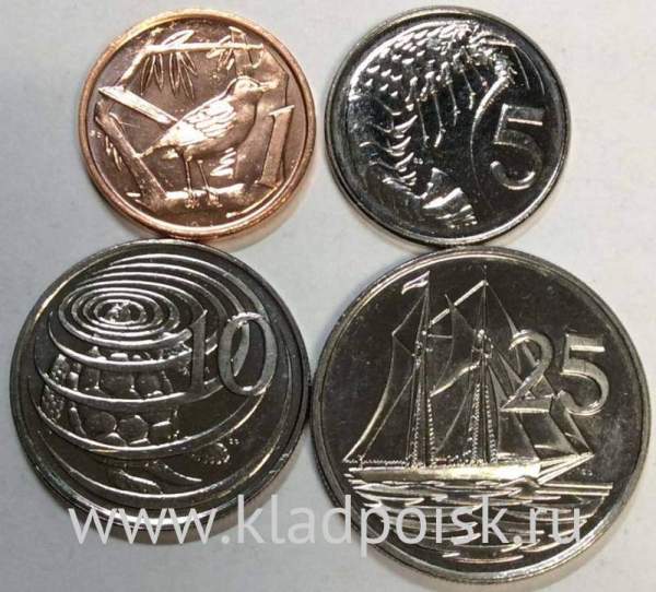 Набор регулярных монет Каймановых островов 2008 г., 4 монеты Набор регулярных монет Каймановых островов 2008 г., 4 монеты