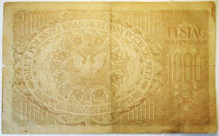Банкнота 1000 марок польских 1919 года Польша, арт 3