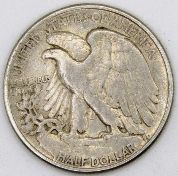 Монета 50 Центов США «Шагающая свобода» 1945 Серебро 900 пробы Монета 50 Центов США «Шагающая свобода» 1945 Серебро 900 пробы