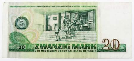 Банкнота 20 марок ГДР 1975 года