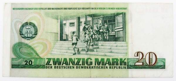 Банкнота 20 марок ГДР 1975 года Банкнота 20 марок ГДР 1975 года