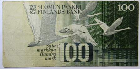 Банкнота 100 марок 1986 года Финляндия