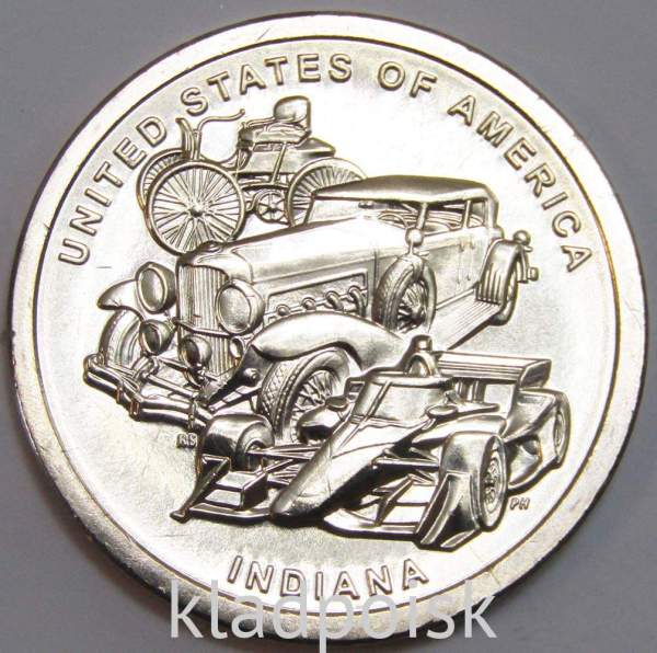 Монета 1 доллар США, Индиана, Автомобильная промышленность (2023) D Монета 1 доллар США, Индиана, Автомобильная промышленность (2023) D