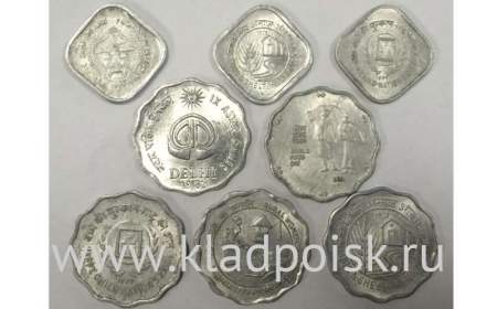Набор монет Индия 5 и 10 пайсов, 1976-1982, 8 монет
