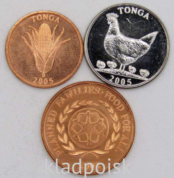 Набор монет Тонга 2002-2005 гг, 3 монеты