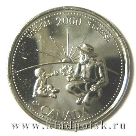 Монета  25 центов Канада, Миллениум 2000 – Мудрость