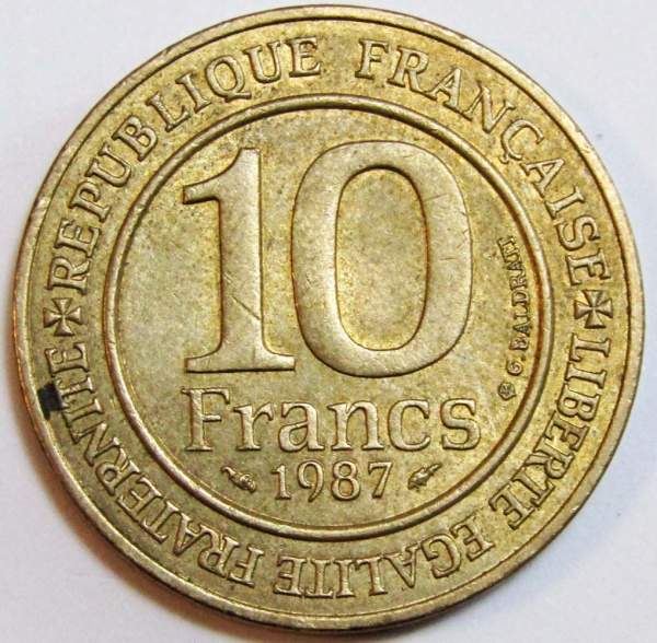 Монета 10 франков 1987 года Франция, Тысячелетие династии Капетингов