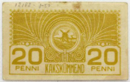 Банкнота 20 пенни 1919 года Эстония