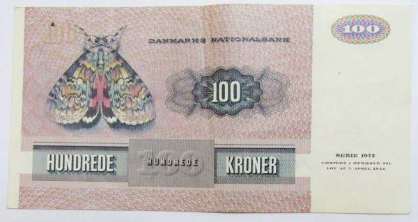 Банкнота 100 крон 1972 года Дания