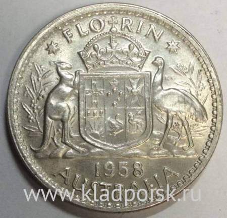 Монета флорин (2 шиллинга) 1958 года Австралия