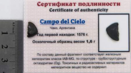 Осколок метеорита Campo del Cielo, арт 22