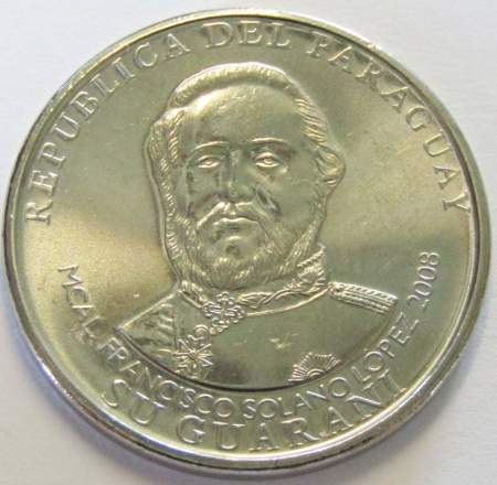Регулярная монета Парагвая 1000 гуарани (1 мил) 2008 года