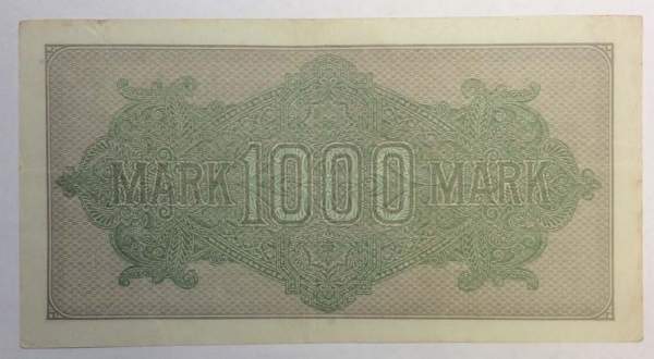 Банкнота 1000 марок 1922 года - Веймарская Республика, арт 2 Банкнота 1000 марок 1922 года - Веймарская Республика, арт 2