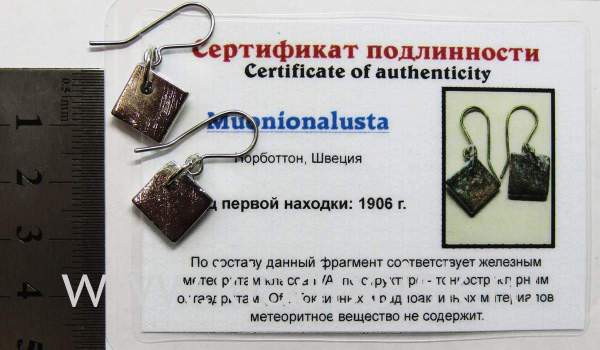 Серьги с метеоритом Муонионалуста (Muonionalusta), арт 9