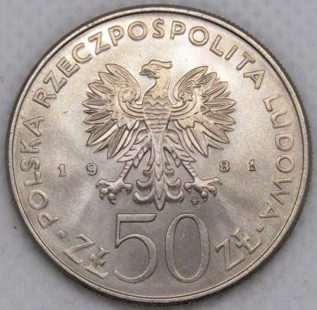 Монета 50 злотых Польша, Владислав Сикорский, 1981