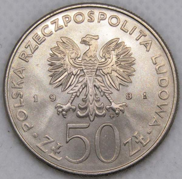 Монета 50 злотых Польша, Владислав Сикорский, 1981